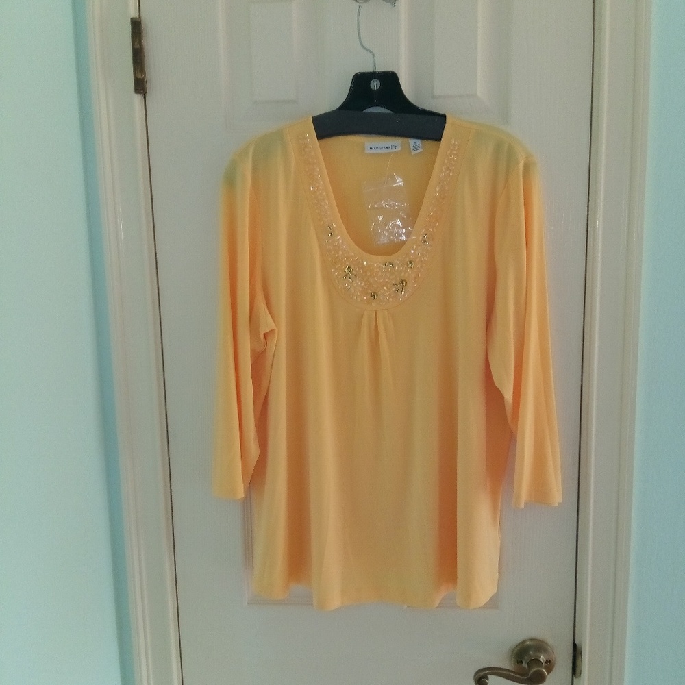 Susan Graver Long Sleeve Bead-Jeweled Blouse